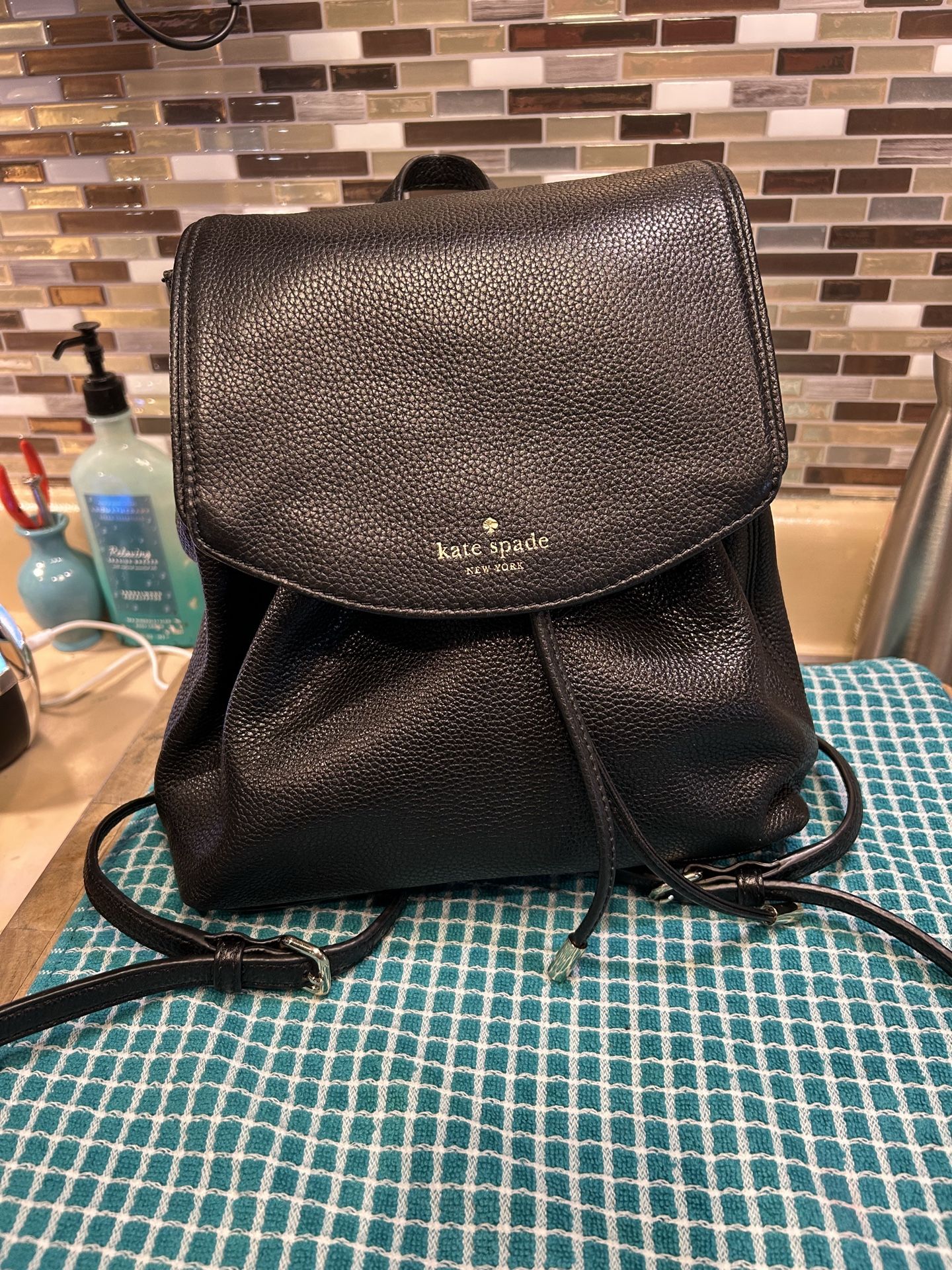 Kate Spade New York Mulberry Street Small Breezy backpack in black pebbled leath