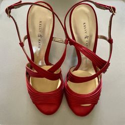 Kelly & Katie | Red Satin Formal Strappy Heels | Size 7 (worn once)