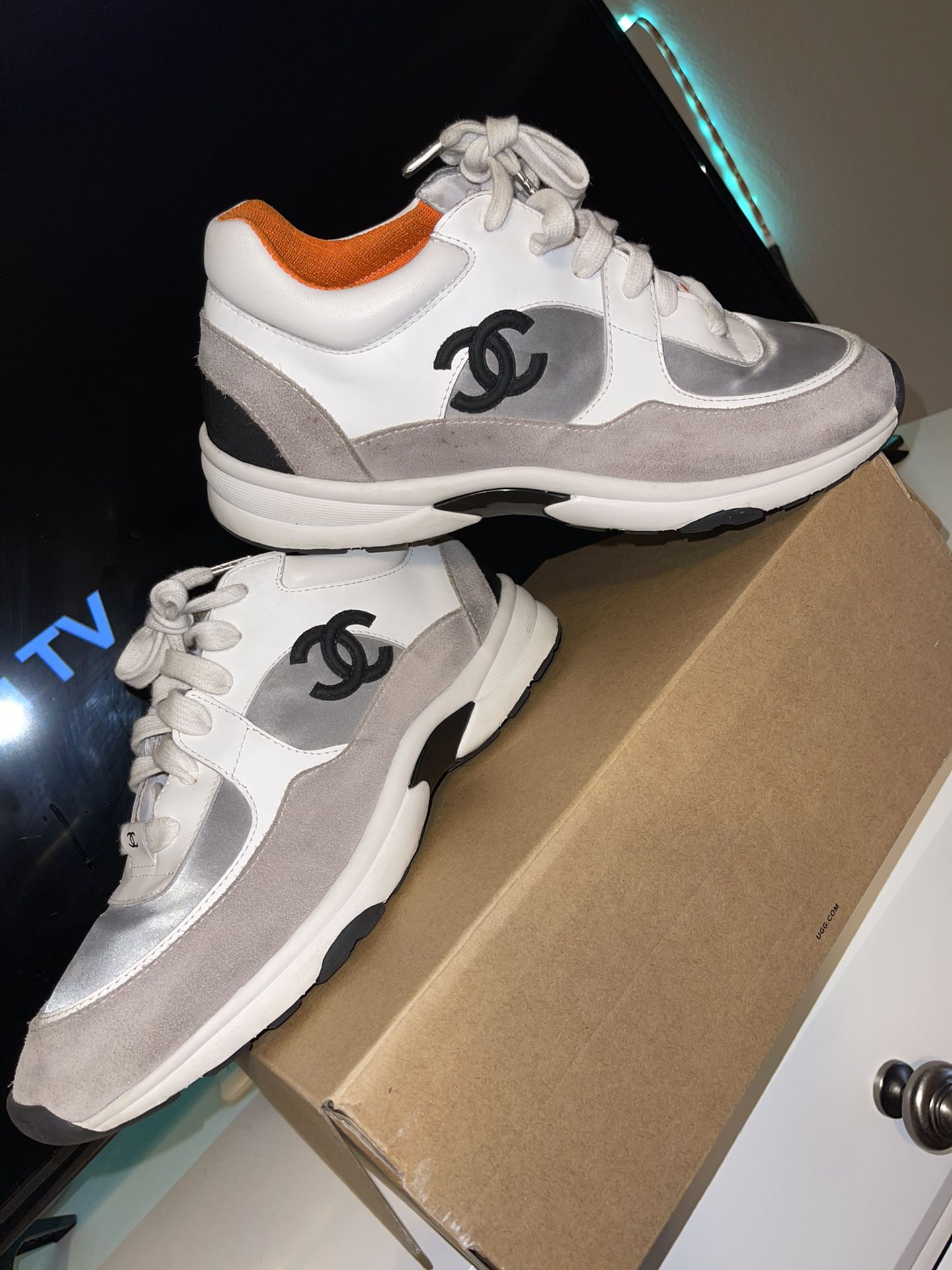 Chanel Mesh Logo Lycra Thermoplastic Mens Sneakers Size 45 White/Black for  Sale in El Cajon, CA - OfferUp