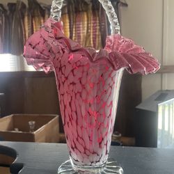 Vintage Art Glass Basket, approximately 11” H 