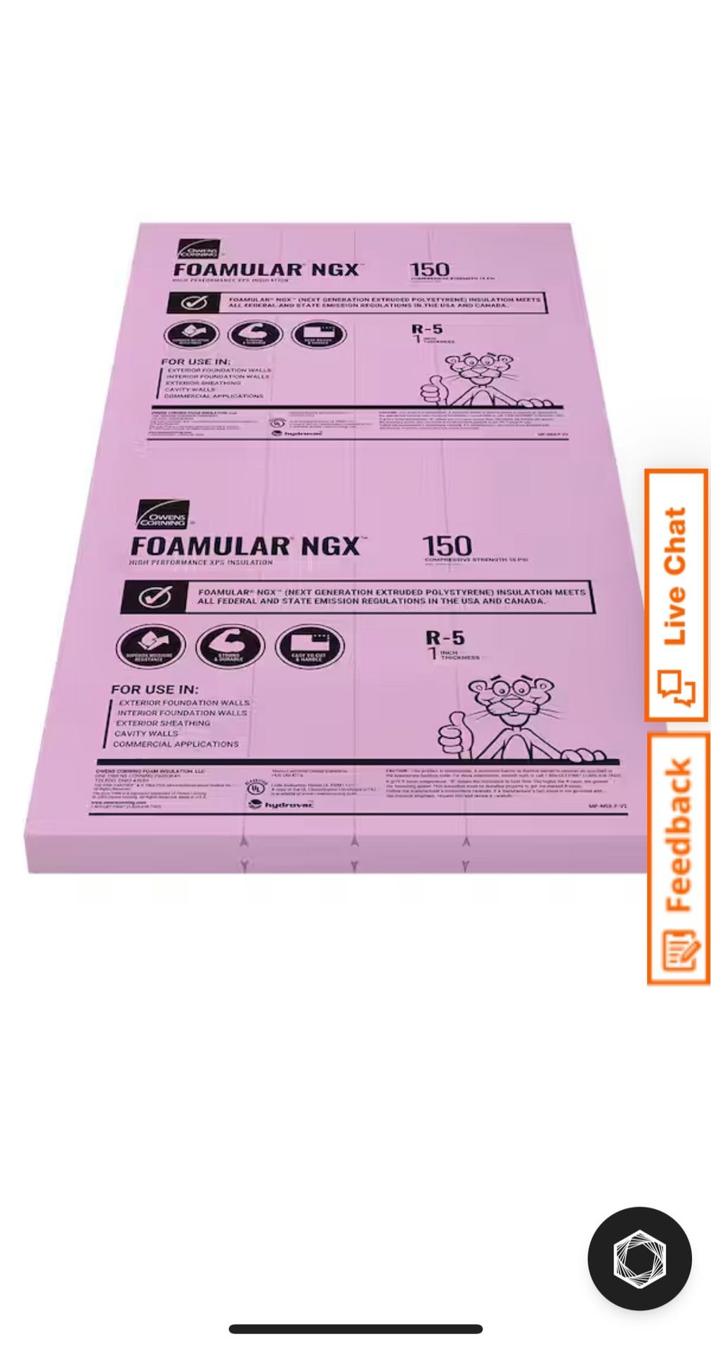 Need SINGLE 4’x8’ FOAM board Delivered