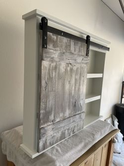New sliding barn door bathroom cabinet