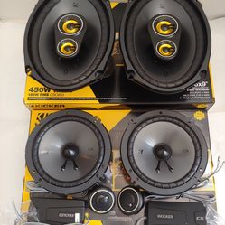 KICKER 1 PAIR 6.5" 300 WATTS COMPONENT SET WITH CROSSOVER & 1 PAIR 6×9 3 WAY 450 WATTS CAR SPEAKER ( BRAND NEW PRICE IS LOWEST INSTALL NOT AVAILABLE )