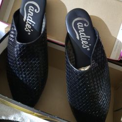 Candie's Black Women's Woven Leather Flats Size 10