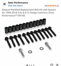 Exhaust Manifold Replacement Bolt Kit with Spacers for 1(contact info removed) 5.9L & 6.7L Dodge Cummins | Xotic Performanceâ„¢ EM100
