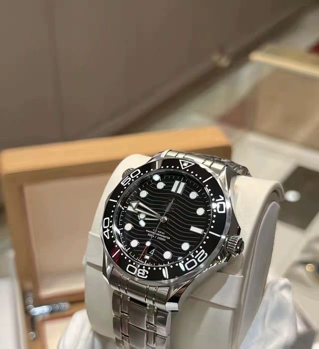 100% Authentic Omega Seamaster Pro 300M Master Chrono SS Black Dial Watch - Like New w/ Box