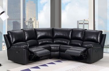 Leather couch with electric recliners USB and phone chargers