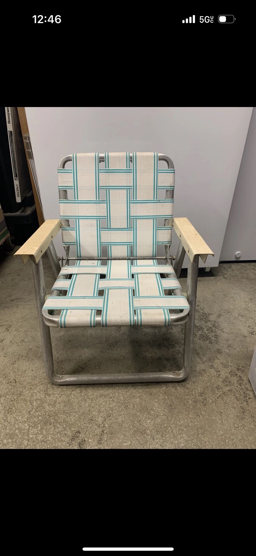 Vintage Aluminum Webbed Kids Folding Lawn Chair