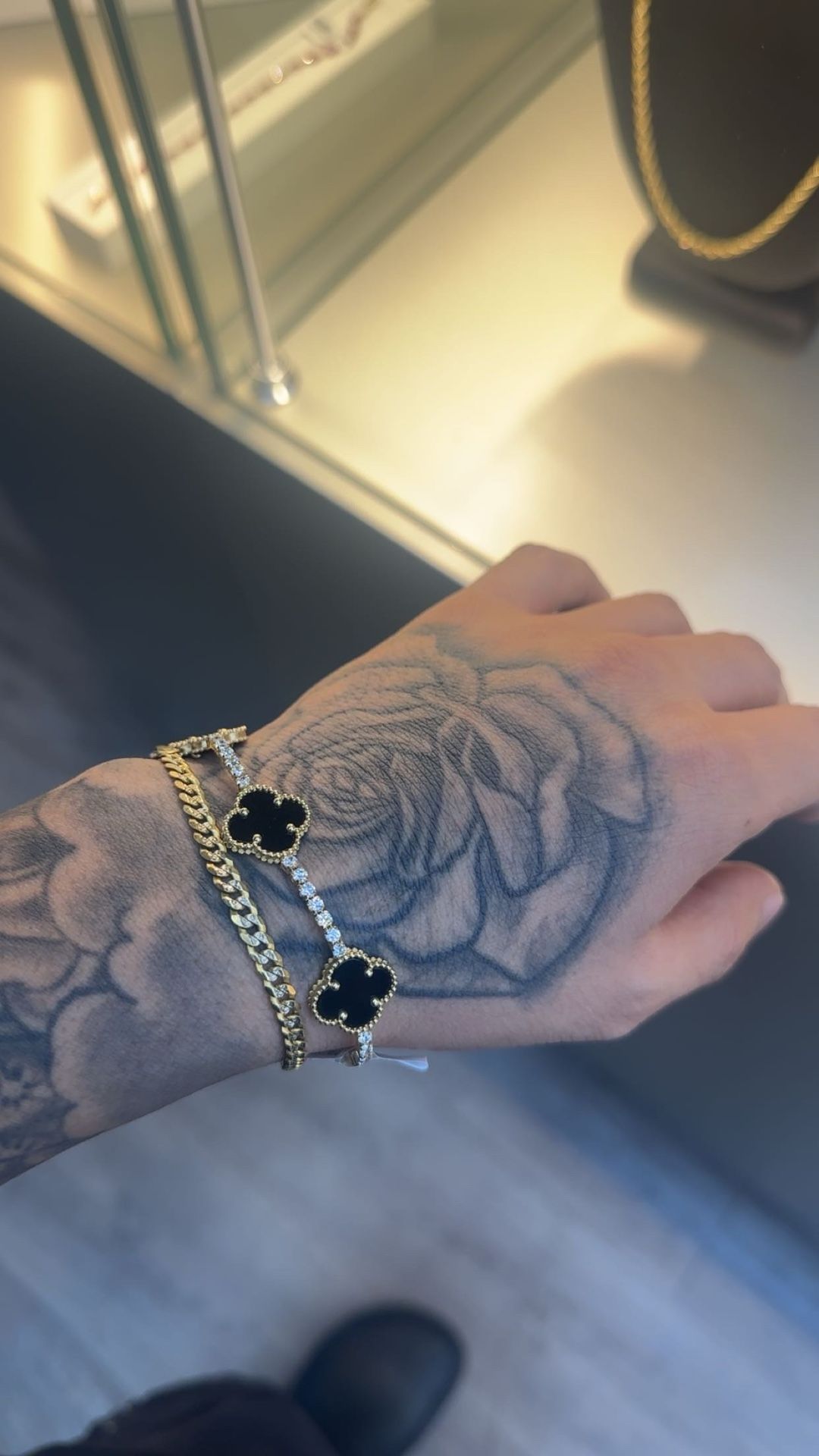 Clover Bracelet 14k Gold With Cz Diamonds