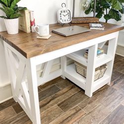 Custom farmhouse Office Desk Study Filling Cabinet Solid Wood Modern Rustic Office File Writing Restoration Hardware Insp Carpenter Bookcase