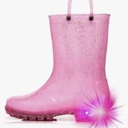 HugRain Light Up Rain Boots for Little Kids Size 8. (M)