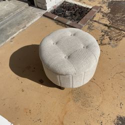 Better Homes & Gardens Round Tufted Storage Ottoman, Gray Faux Linen