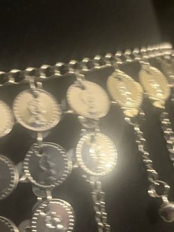 Silver Coin Charm Chain Belt