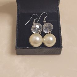 Bead and Pearl Dangle Earrings 