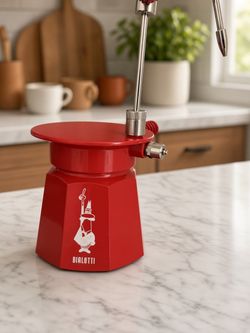 Bialetti Mukka Express Red – Stovetop Cappuccino & Latte Maker