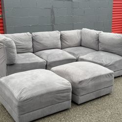 Modern Gray Modular Sectional with Two Ottomans – Free Curbside Delivery