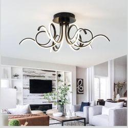 6 Lights Swirl Ceiling Light Black Triac Dimmable Ceiling Lamp