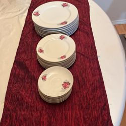 Vintage CKZ3 By ART HK 7" BREAD PLATES Fine China Pink Light Blue Rose Patterns