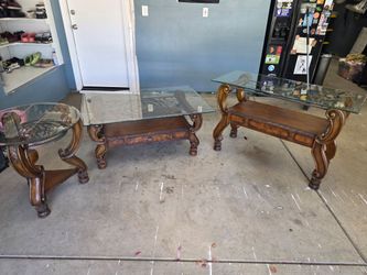 Living Room 3 Piece Coffee, Side, & End Tables - Glass Tops