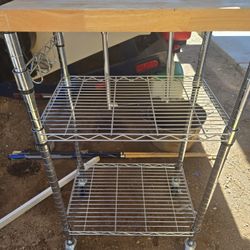Kitchen Utility Cart And Over The Door Mirror/jewelry Caddy