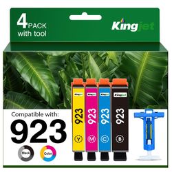 Kingjet 923 Ink Cartridges Combo Pack Without Chip High Yield Compatible for HP 923 Ink Cartridges 923XL Work for HP OfficeJet Pro 8130e 8135e 8139e 8