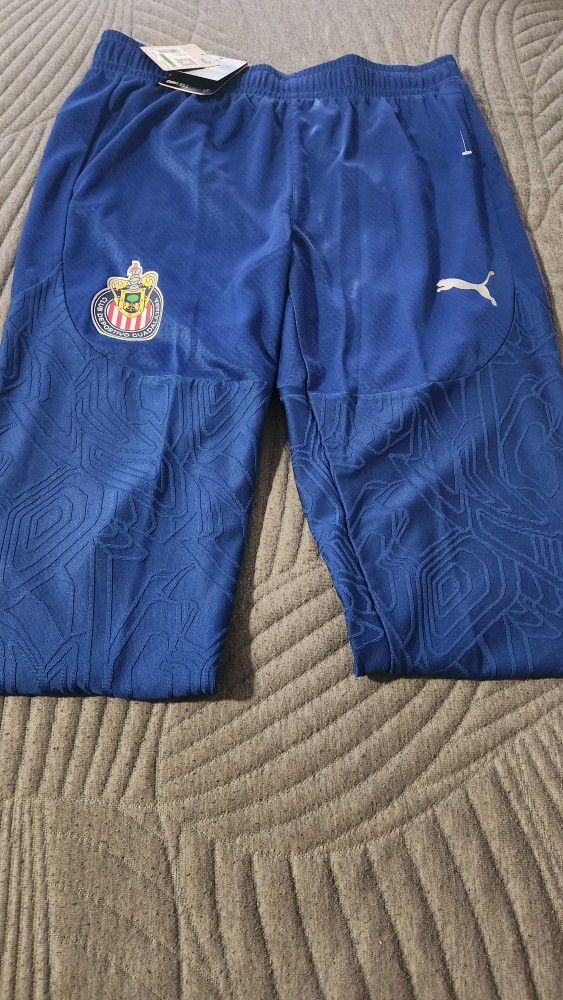 PUMA Men's CHIVAS PRO Football / Soccer Tapered Pants NWT Cobalt Glaze LARGE