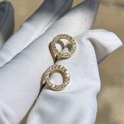 NWOT S925 Gold Tone minimalist pave Yolo stud earrings