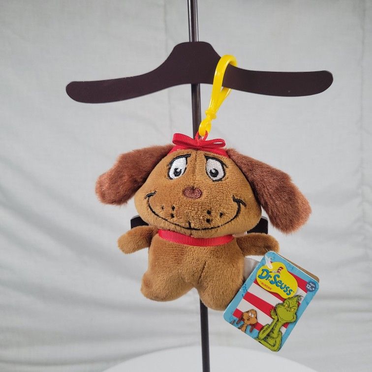 Dr. Seuss The Grinch Max The Dog Clip-On Stuffed Animal NWT