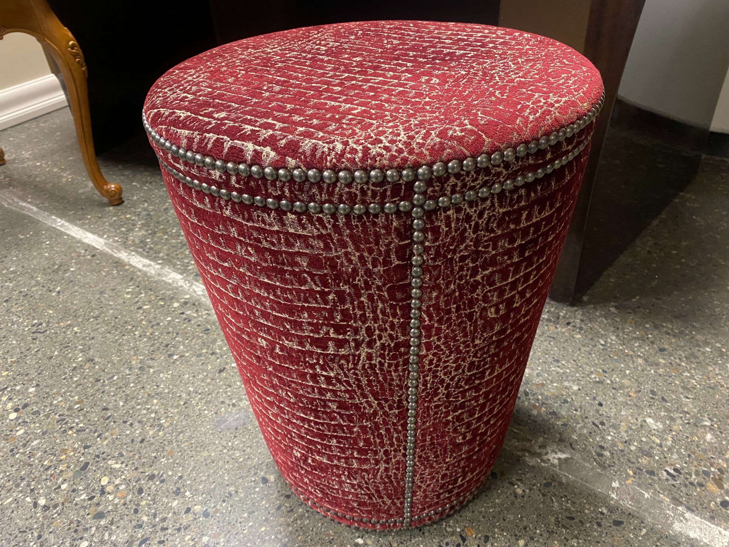 BERNHARDT INTERIORS Upholstered Accent Stool w/ Nailhead Trim