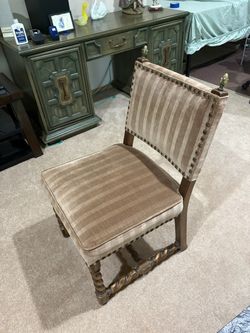 Upholstered Side Chair with Barley Twist Legs