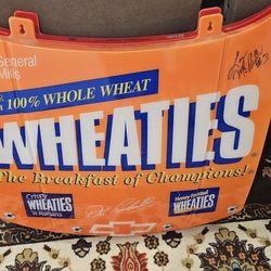 Dale Earnhardt Sr Wheaties Replica Hood With Larry McReynolds Signature 