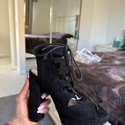 Bar III lace Up Block Heel