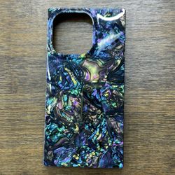 Elegant Mother Shell Pearl Compatible with iPhone 14 Pro 6.1 inch Rectangle Edge Case,Chic Slim Colorful Abalone Pearl Soft TPU Silicone