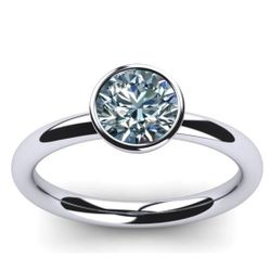 1.16 Ct Vvs1/ Round Blue White Real Diamond Solitaire 925 Silver Ring