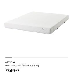 IKEA ÄSBYGDA Foam mattress, firm/white, King