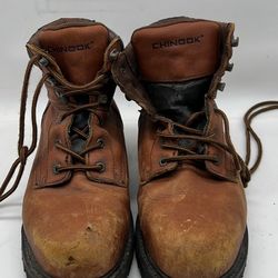 Chinook Mens Contractor  Work Boots Brown Safety Steel Toe Leather  size 10.5