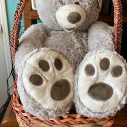Beautifully Braided & Woven Vintage Easter Basket W/ Super Comfy Large Teddy Bear