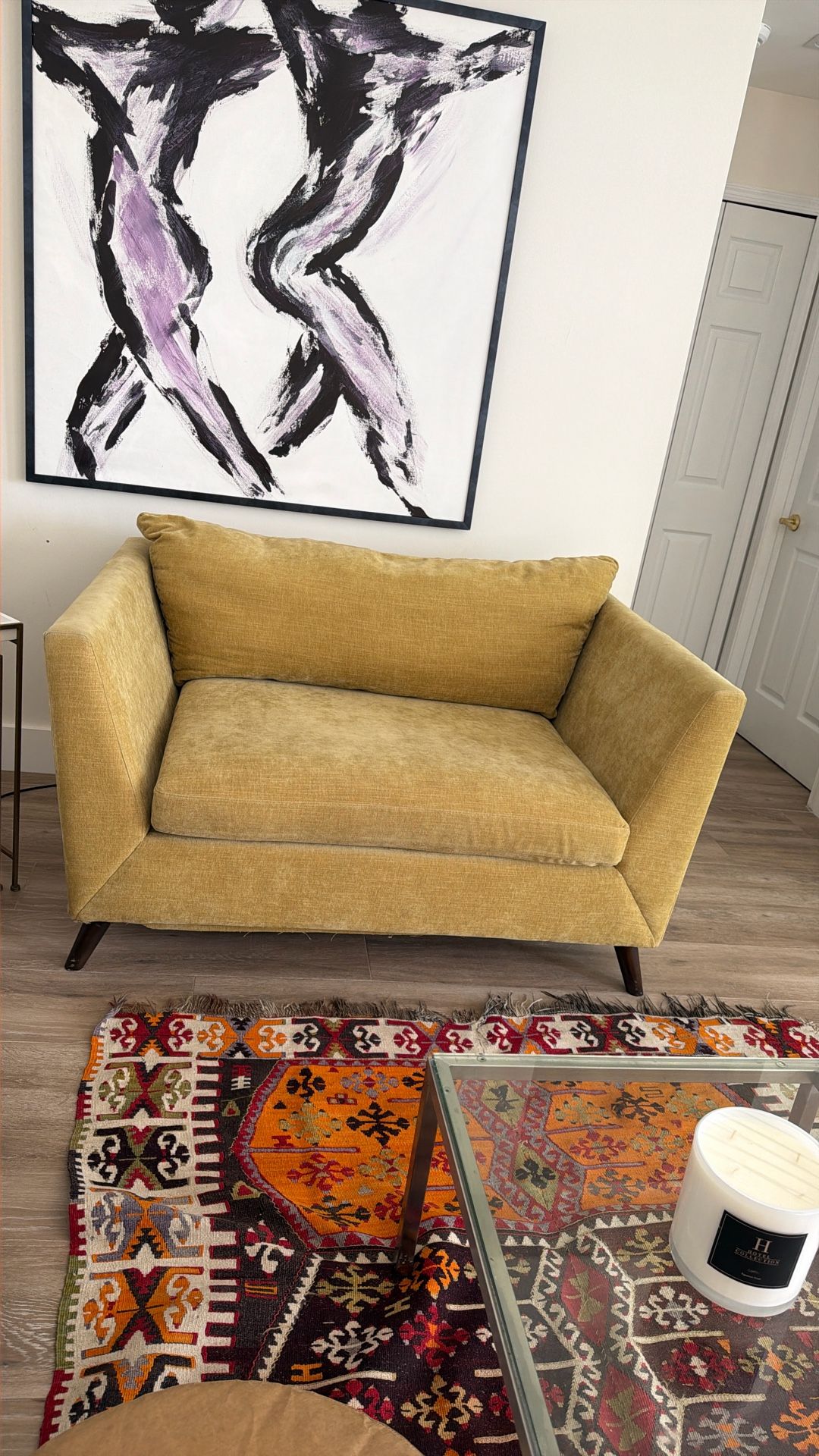 Stylish Olive Green Loveseat – Super Cozy & Sturdy 55” *  39”  , And Height 30”