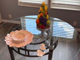 Ceramic Fruit Topiary Tower on Pedestal