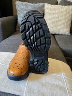 Roper Men’s Ostrich Print Western Slip-On Shoes Brown Size 8