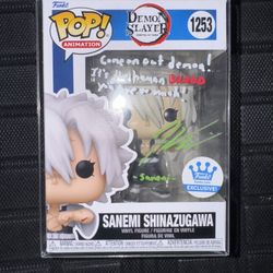 Sanemi Shinazugawa Funko Pop #1253 Demon Slayer COA Signed Autograph MINT QUOTED