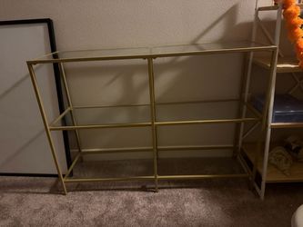 Gold Metal and Glass 3-Tier Shelf