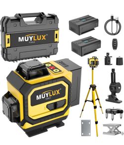 Laser Level with 1M Tripod, 4x360° Laser Line, Green Cross Line Laser with Tripod Self-Leveling, Lazer Leveler Tool for Picture Hanging laserpower<1mW