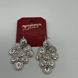 Arizona Jean Co Women's Silver Tone & Turquoise Chandelier Earrings Costume