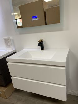 36โ bathroom vanity white with counter top