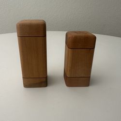2 Vintage Boho MCM Jungalow Farmhouse Maple Salt Pepper Shakers