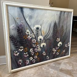 G. Wells Painting. Gorgeous detail. Framed beautifully in a distressed wood frame. 43.5”x 34”