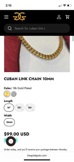 Gold Gods Cuban Chain 18k  26’ Inches