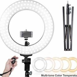 NEW 13” Selfie Ring Light LED Dual Color Tripod Stand and Phone Holder Dimmable for Makeup/Video Recording/Photography