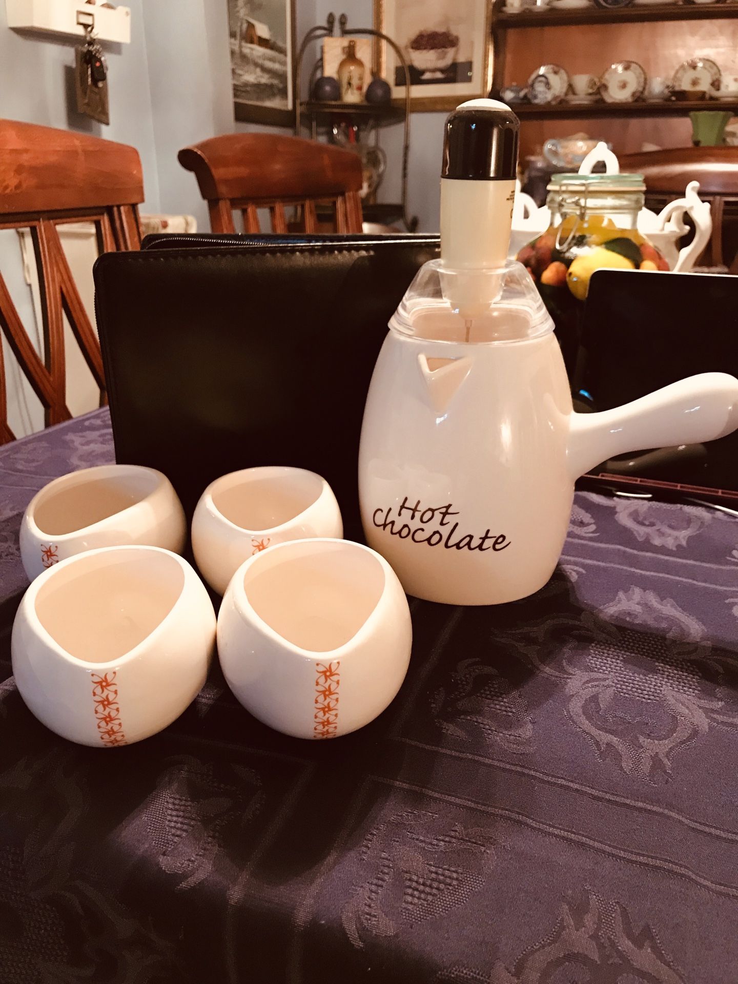 Not a set Max Brenner Hug Mugs And Bon Jour Hot Chocolate Maker